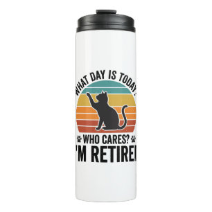 Retired Cat Vintage Sunset Funny Quote T-Shirt Des Thermal Tumbler
