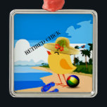 Retired Chick at the Beach Ceramic Ornament<br><div class="desc">Retired chick at the beach in her sunhat and flip-flops... oh so cute!</div>