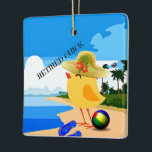 Retired Chick at the Beach Ceramic Ornament<br><div class="desc">Retired chick at the beach in her sunhat and flip-flops... oh so cute!</div>
