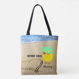 Retired Chick at the Beach, Customizable Tote Bag