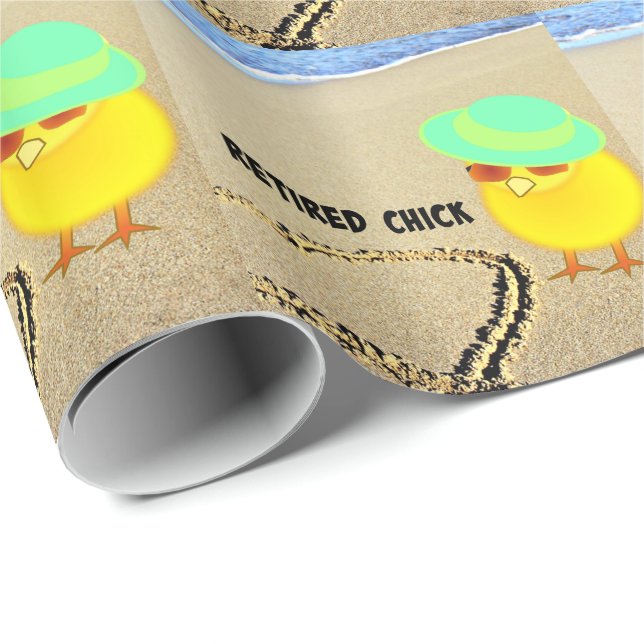 Retired Chick at the Beach Wrapping Paper (Roll Corner)