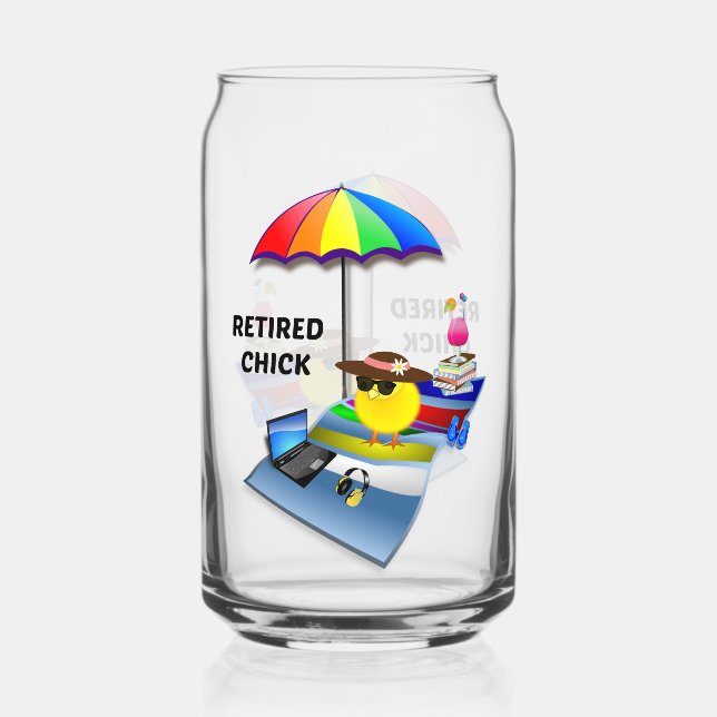 Retired Chick, Ever So Cute, Can Glass (Front)