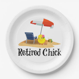 Retired Chick - hibiscus Paper Plate