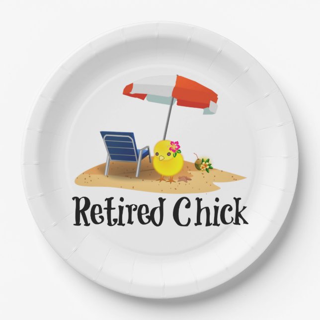 Retired Chick - hibiscus Paper Plate (Front)