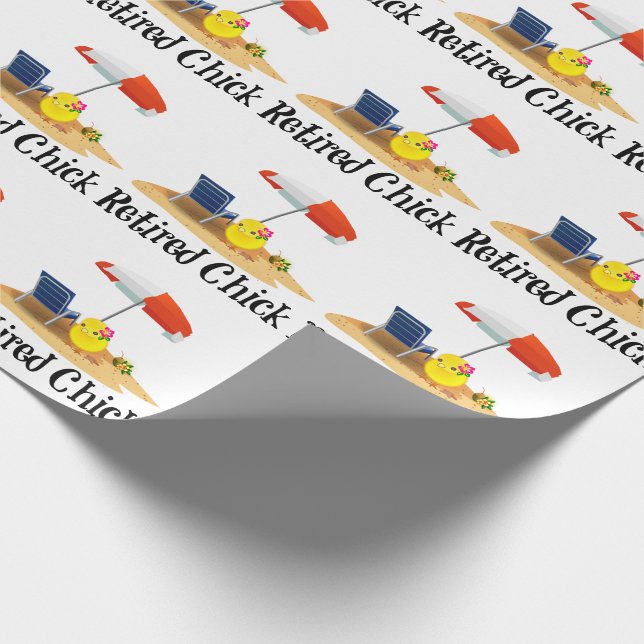 Retired Chick on the Beach Wrapping Paper (Corner)
