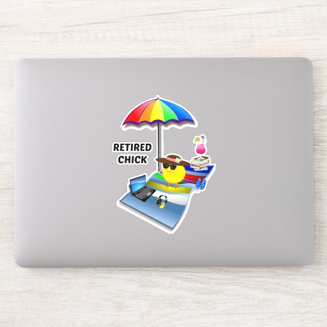 Retired Chick, popular design, Sticker (Computer)