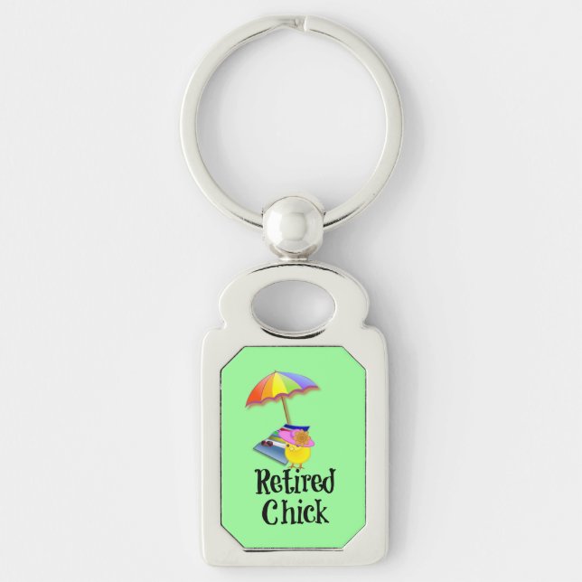Retired Chick, Retirement Humour Keychain (Front)