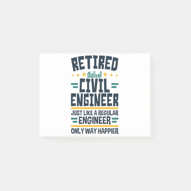Retired Civil Engineer Engineering Retirement Post-it Notes (Front)