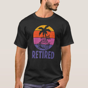 Retired Coconut Drink Palm Tree Sunset Retirement T-Shirt