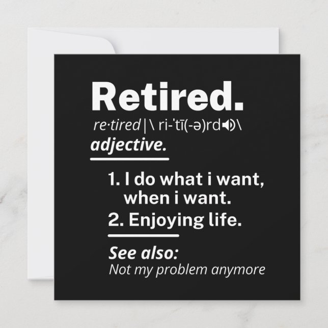retired. definition funny retirement card (Front)