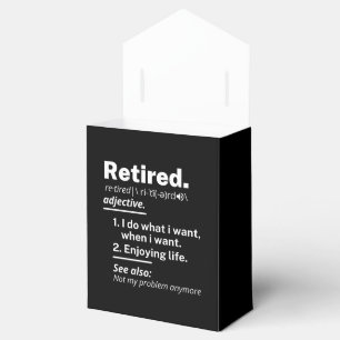 retired. definition funny retirement favor box