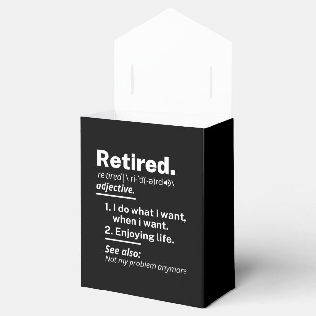 retired. definition funny retirement favor box (Opened)