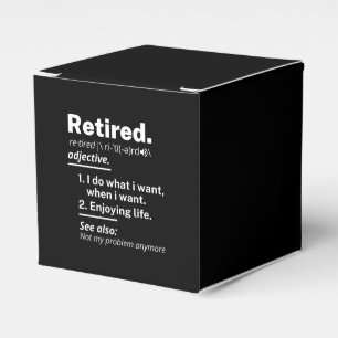 retired. definition funny retirement favor box