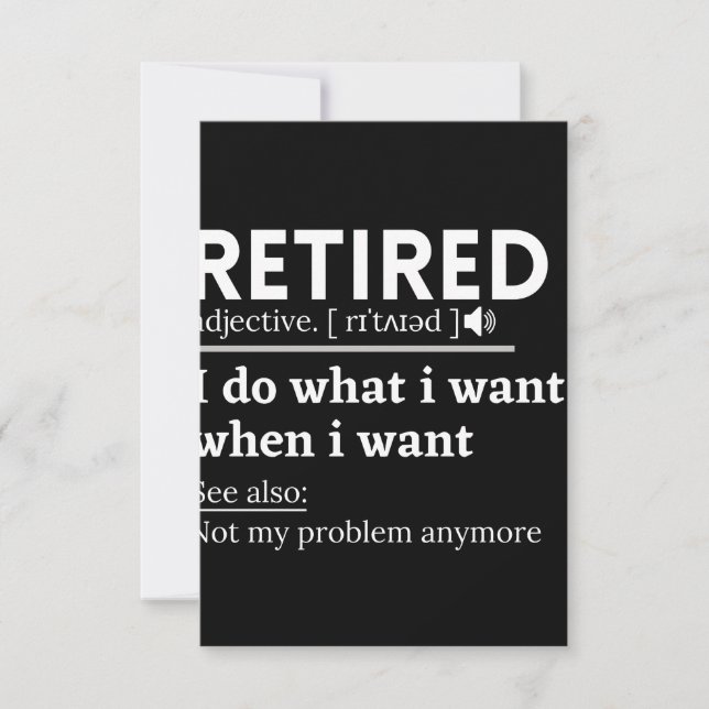 retired definition, funny retirement, retired card (Front)