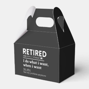 retired definition, funny retirement, retired favor box