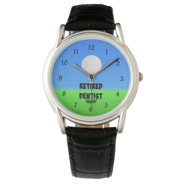 Retired Dentist, Golf Ball on Tee Watch (Front)