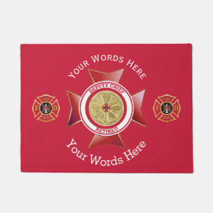 Retired Deputy Fire Chief 4 Bugle Custom Doormat