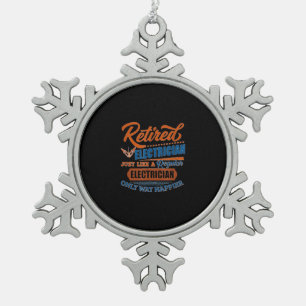 Retired Electrician - Electrician Gift Snowflake Pewter Christmas Ornament