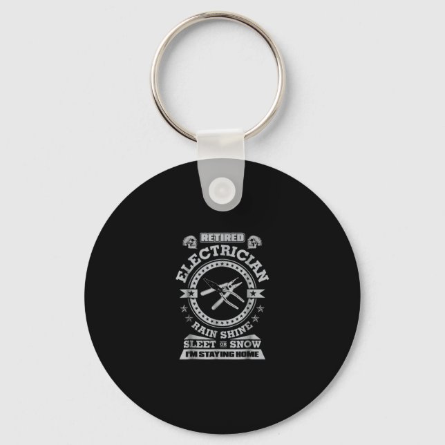 Retired Electrician Funny Electrician Clothing Keychain (Front)