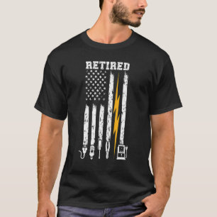 Retired Electrician Us Flag Electrician Retirement T-Shirt