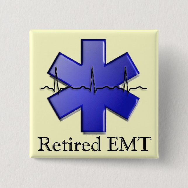 Retired EMT Gifts 2 Inch Square Button (Front)