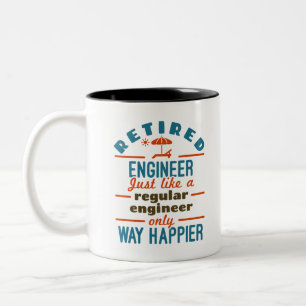 Retired Engineer Happier Engineering Retirement Two-Tone Coffee Mug