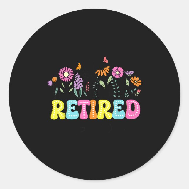 Retired Est 2025 Boho Floral Retirement Retire Tea Classic Round Sticker (Front)