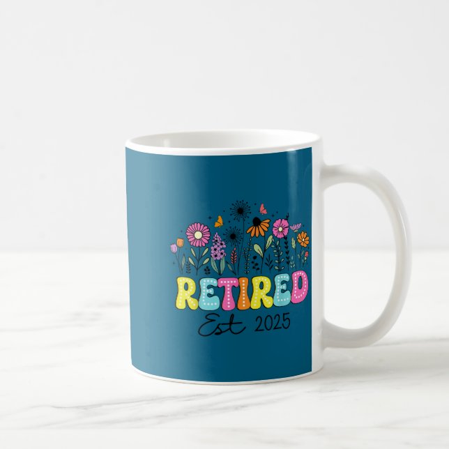 Retired Est 2025 Boho Floral Retirement Retire Tea Coffee Mug (Right)