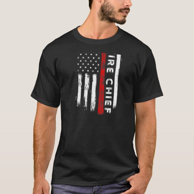 Retired Fire Chief American flag Retirement  Fire  T-Shirt (Front)