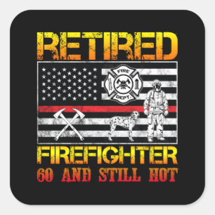 Retired Firefighter 60th Birthday Thin Red Line Square Sticker