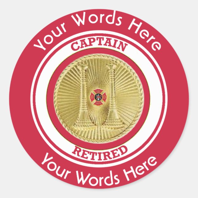 Retired Firefighter Captain Classic Round Sticker (Front)