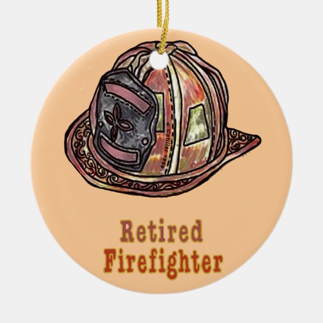 Retired Firefighter Ceramic Ornament (Front)