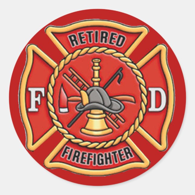 Retired Firefighter Classic Round Sticker (Front)