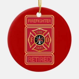 Retired Firefighter Custom Ceramic Ornament