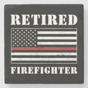 Retired Firefighter Thin Red Line Retirement Gifts Stone Coaster