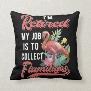 Retired Flamingo Lover Funny Retirement Throw Pillow