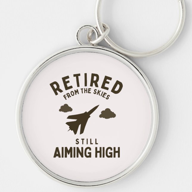 Retired from sky funny air force retirement saying keychain (Front)