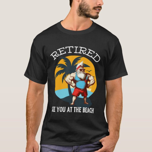 Retired Gnome Retro Buff Gnome The Beach Dad Gnome T-Shirt (Front)