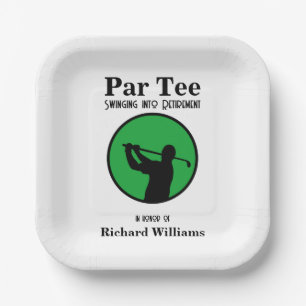 Retired Golf Player Swinging into Retirement  Paper Plate