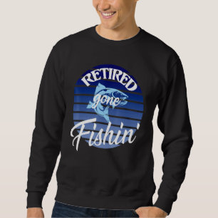 Retired Gone Fishin Retro Stripe Fisherman Retirem Sweatshirt