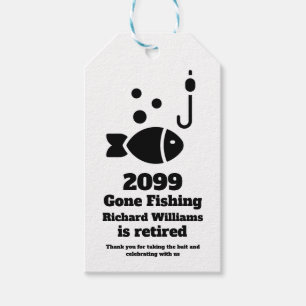 Retired Gone Fishing Modern Minimalist Retirement Gift Tags