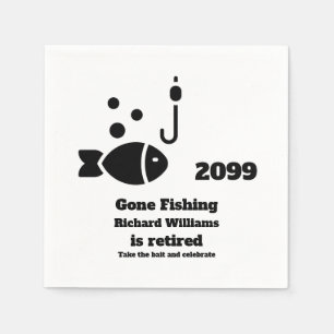Retired Gone Fishing Modern Minimalist Retirement Napkin