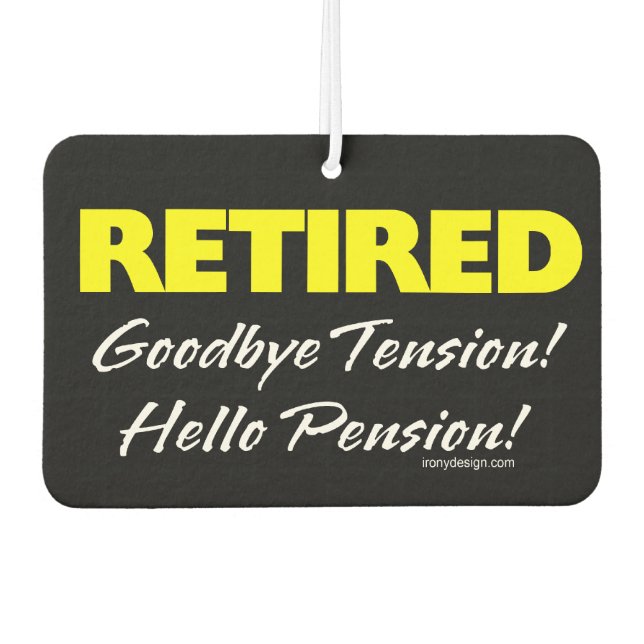 Retired Hellow Pension (Dark) Air Freshener (Front)