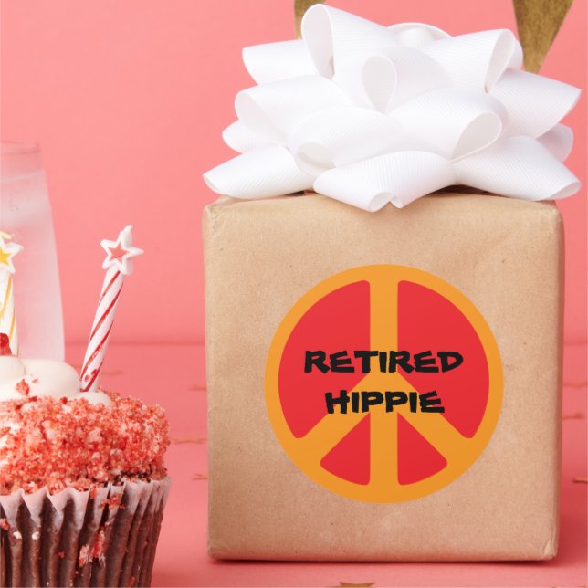 Retired Hippie Classic Round Sticker (Party)