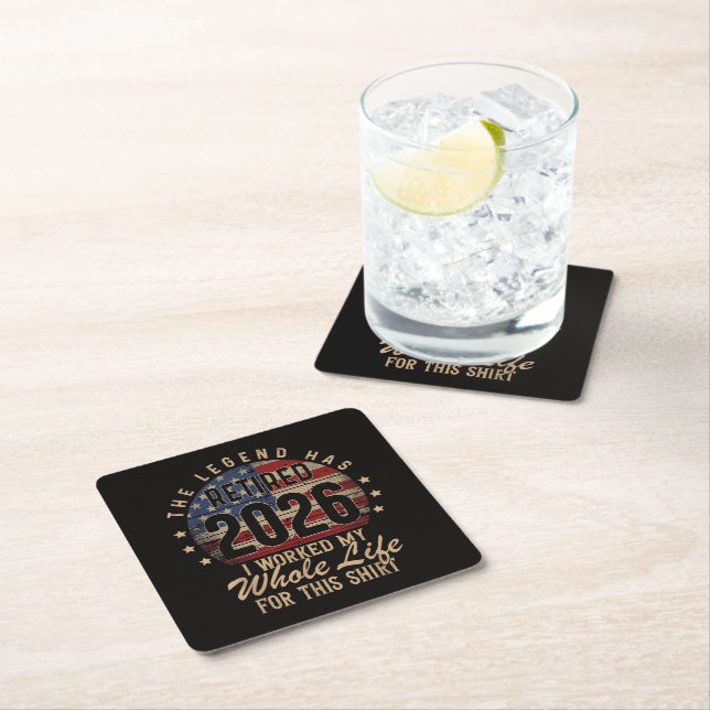 retired i worked whole life for this square paper coaster (Insitu)