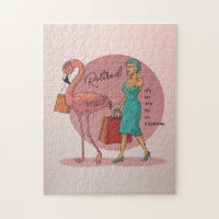 Retired It's My Job To Go Shopping Pink Flamingo