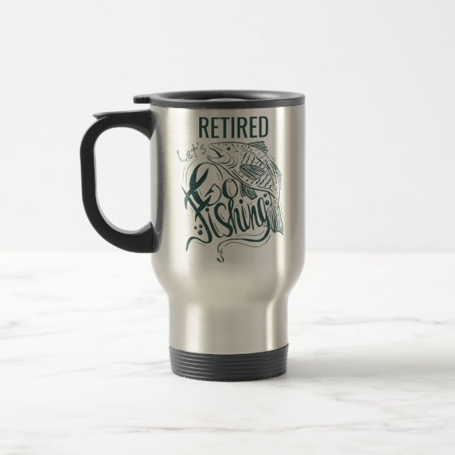 Retired Let's Go Fishing Travel Mug (Left)