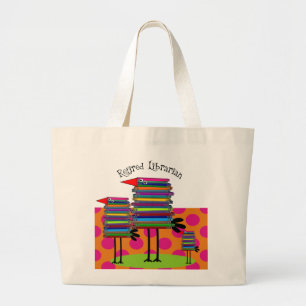 Retired Librarian Book Birds III Large Tote Bag