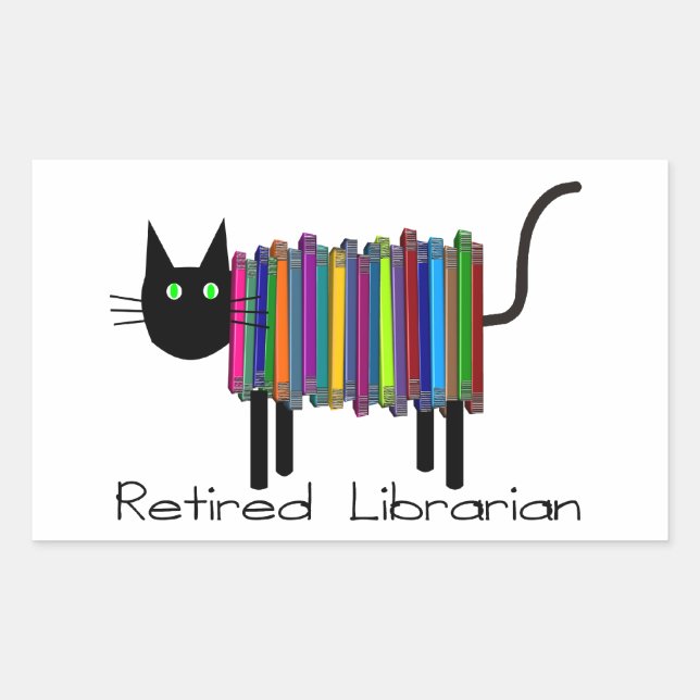 Retired Librarian Book Cat Gifts Sticker (Front)
