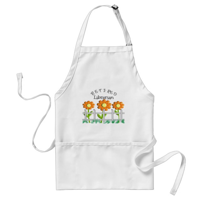 Retired Librarian Daisies Fence Design Gifts Standard Apron (Front)